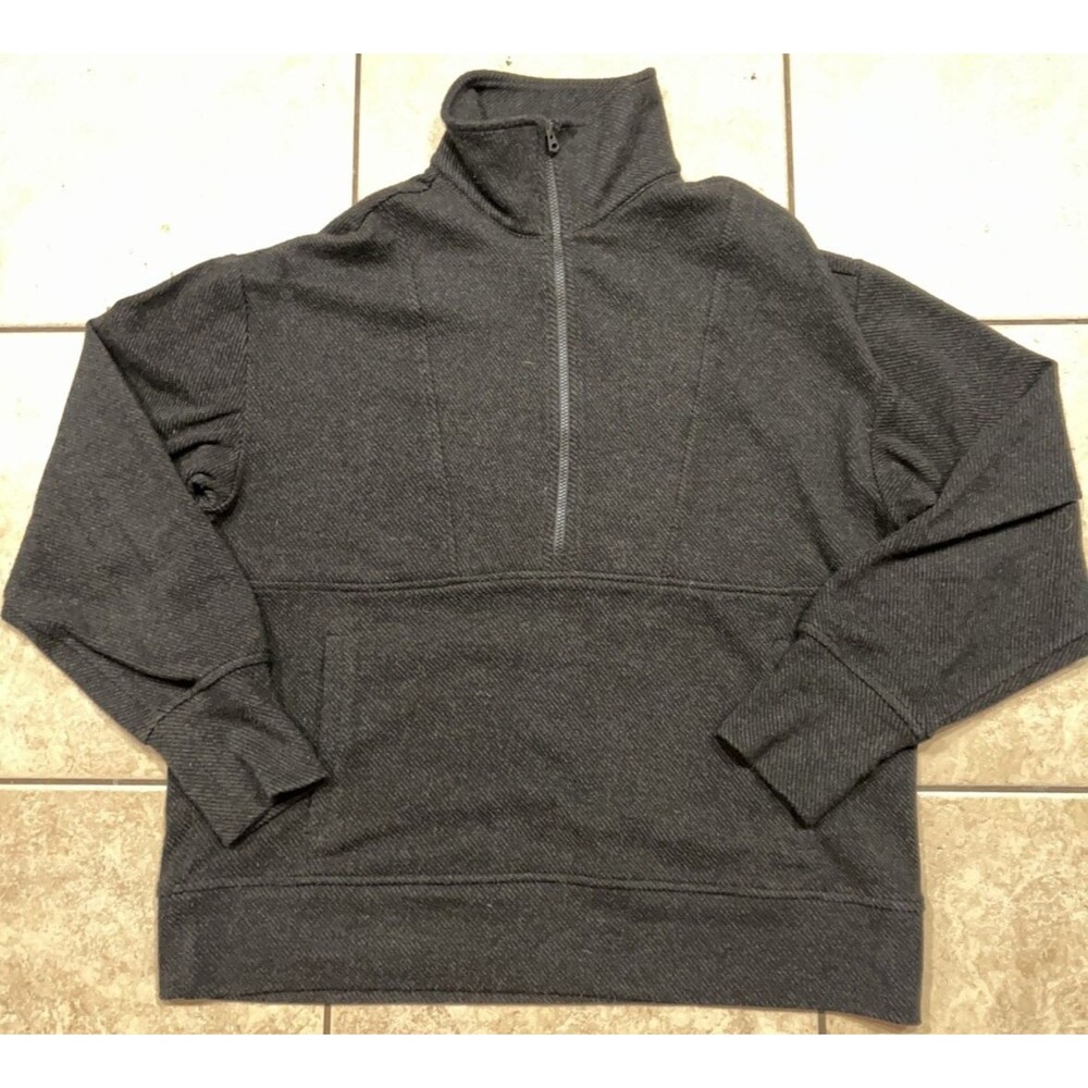 Faherty Womens Legend Lounge Half Zip Sweatshirt Size Small Heathered Black Twil - Picture 1 of 6